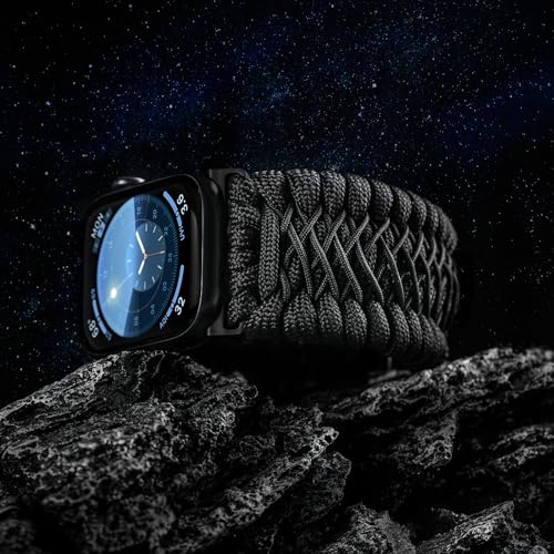 Tefeca Titan Series Paracord Band Compatible with Apple Watch 49mm 45mm 44mm 42mm, Ultra/Ultra2 Series 9/8/SE2/7/6/SE/5/4/3/2/1 (Black,M/L for 49/45/44/42mm) - Image 2