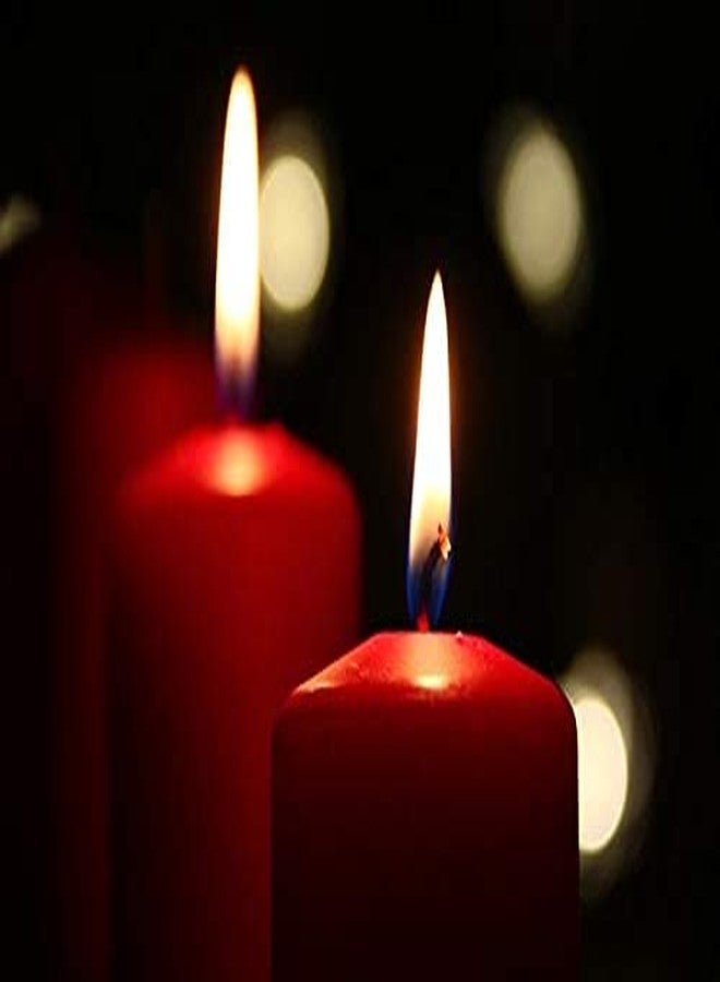Luces®Smokeless Scented Red Round Pillar Candle for Decoretion Pack of 12 - Image 4