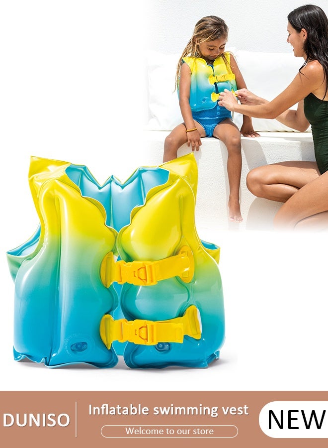 DUNISO Kids Swim Trainer Vest Inflatable Swim Vest for Kids Toddlers, Ideal Buoyancy Swim Aid Swimsuit Flex-Form Design with Adjustable Safety Strap - Image 1