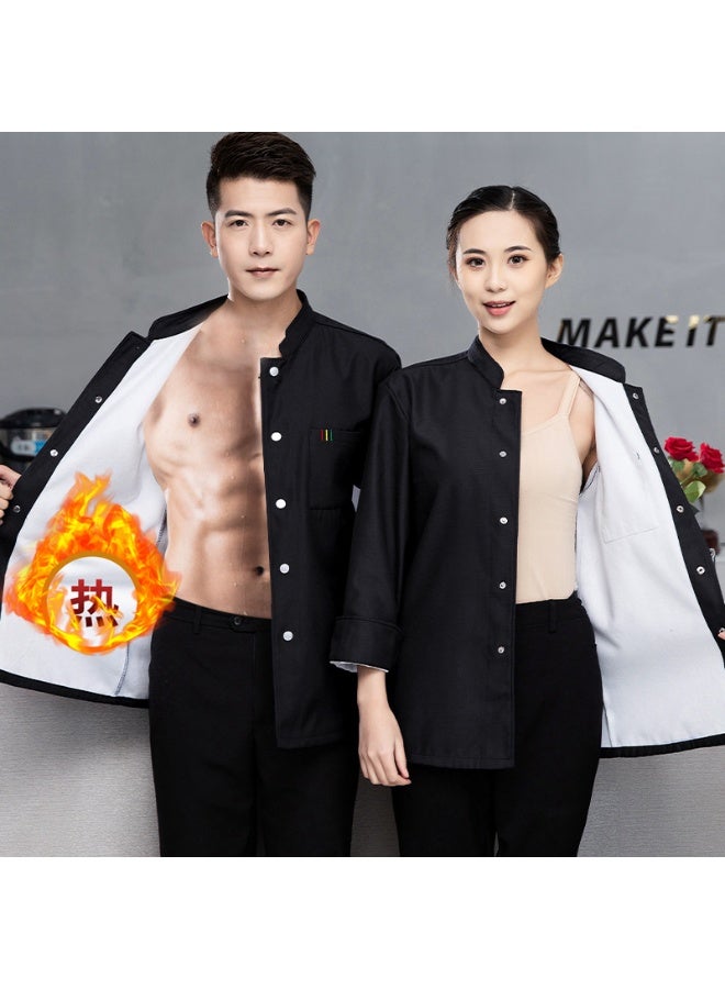 NIBEMINENT Warm Chef's Work Clothes Long Sleeves Autumn and Winter Catering Hotel Restaurant Kitchen Clothes Baking Chef Clothes - Image 1