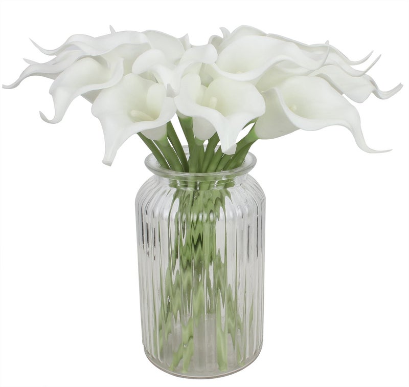 Duovlo 20pcs Calla Lily Bridal Wedding Bouquet Lataex Real Touch Artificial Flower Home Party Decor (Pure White) - Image 4
