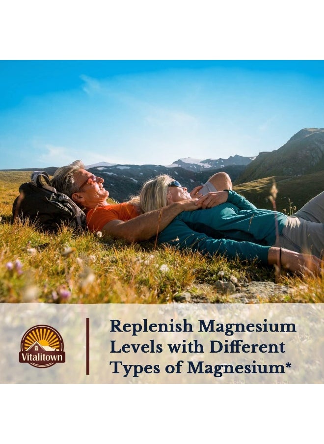 Vitalitown Vitalitown Magnesium Complex, Magnesium Glycinate, Malate, Taurate & Citrate, Chelated Forms, High Absorption, Bone, Heart, Muscle, Immune, Energy, Sleep & Digestion, Non-GMO  - Image 4