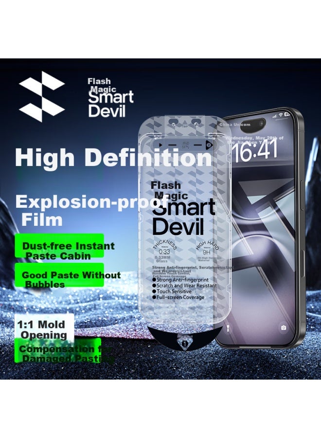 Shanmo Tempered Glass Screen Protector For Apple 16 Plus/15 Plus, High Definition Anti-explosion Anti-fingerprint Protective Film For Iphone 16 Plus/15 Plus, Easy To Apply Dust-free, 1 Piece