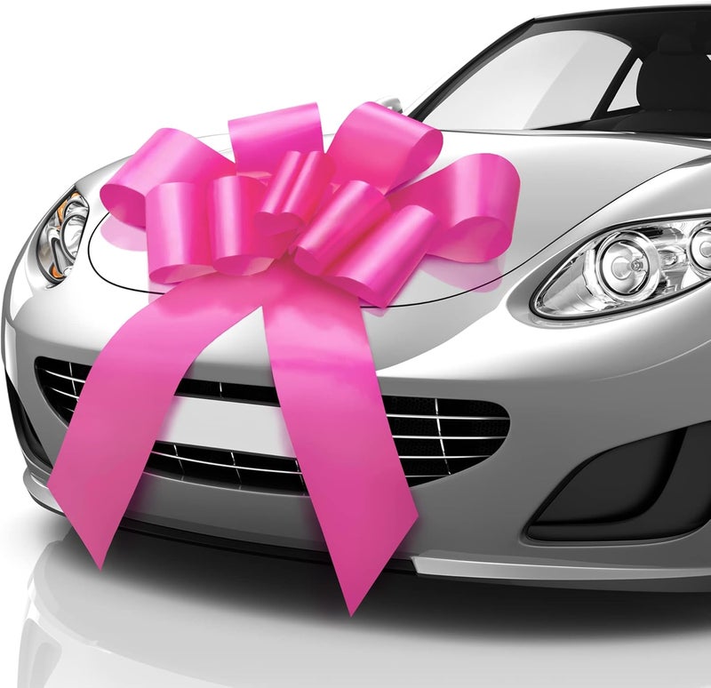 MIFFLIN -USA - Big Car Bow - Matte Pink, 30 Inch - Butterfly Shape Giant Gift Bow for Birthday, Christmas - Huge Car Décor - Image 1