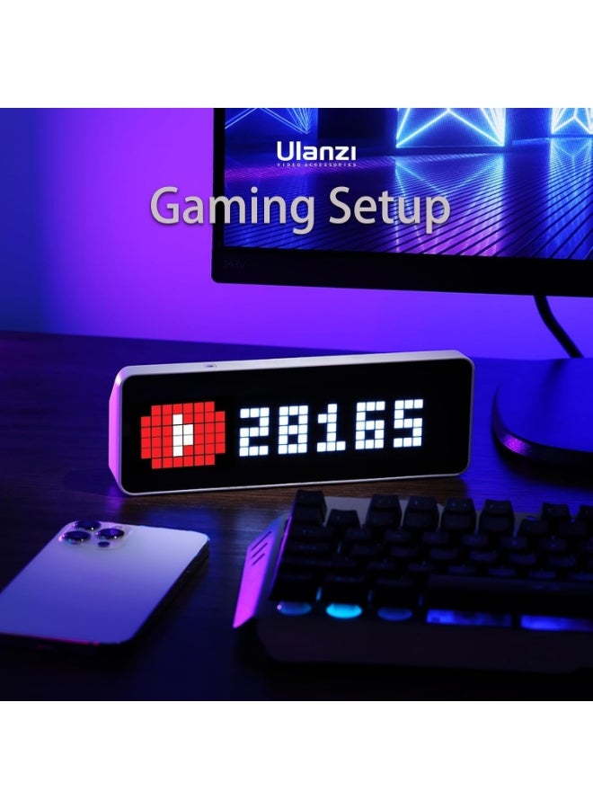 Ulanzi Desktop LED Clock — Minimalist Creative Multifunctional Pixel Display (Date · Weather · Temperature), Full-Color HD, Pomodoro Timer, Portable, Type-C Fast Charge - Image 3