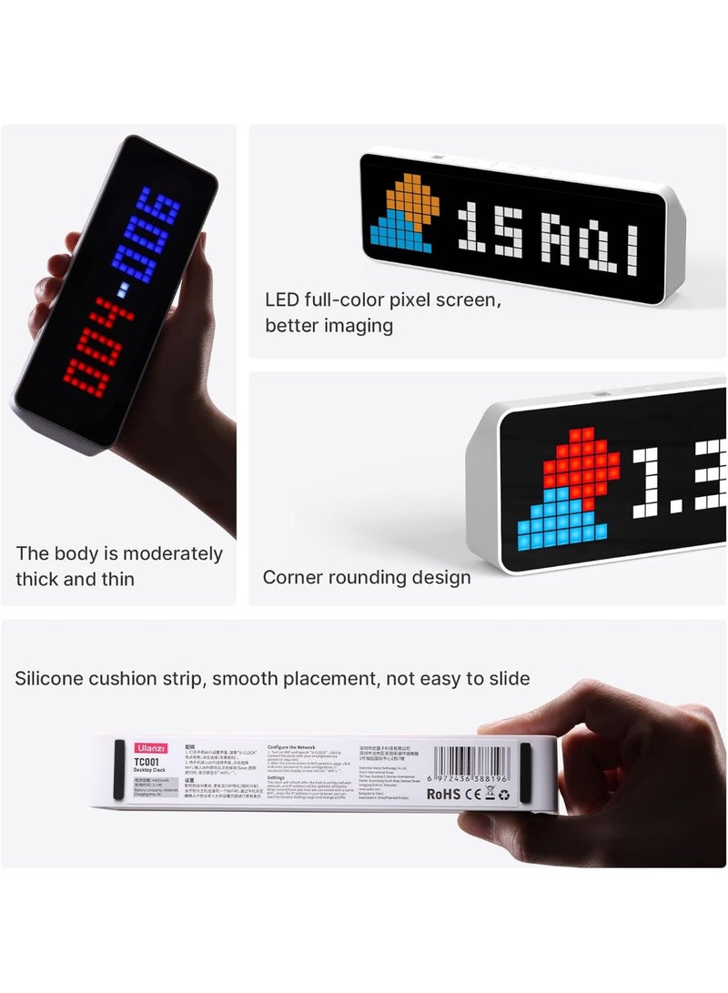 Ulanzi Desktop LED Clock — Minimalist Creative Multifunctional Pixel Display (Date · Weather · Temperature), Full-Color HD, Pomodoro Timer, Portable, Type-C Fast Charge - Image 4