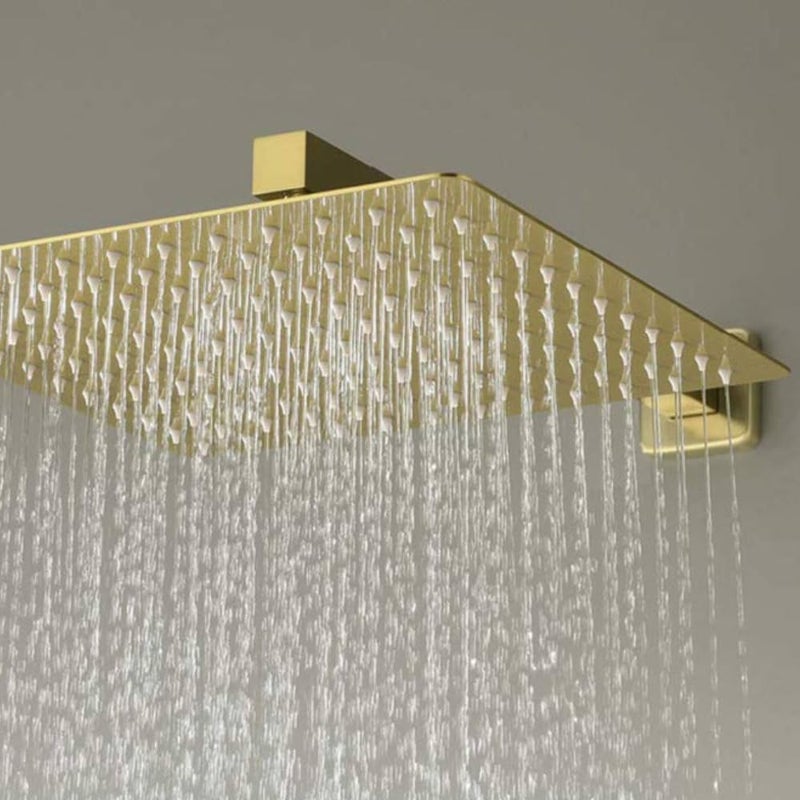 ZAP ZAP OHSQ75 360 Degree Rotation Gold Square Wall Mounted Overhead Shower SUS 304 Stainless Steel | Anti-MIcrobial Silicon Nozzle | Ultra Thin & Lightweight Only Overhead Shower included (6 Inch) - Image 1