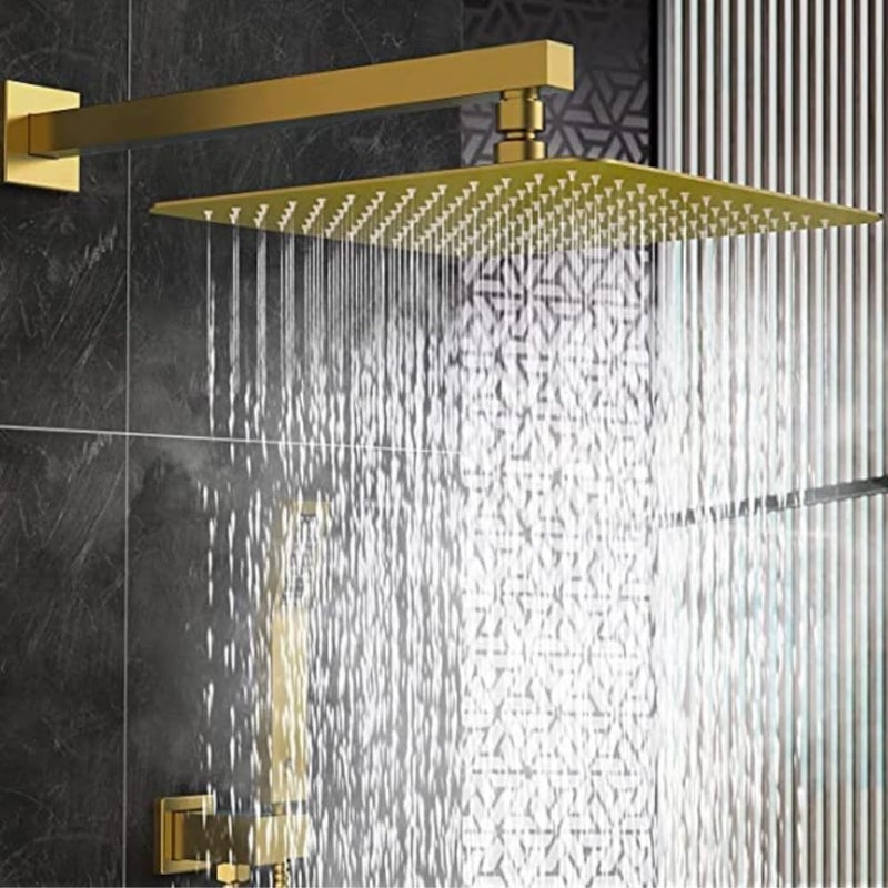 ZAP ZAP OHSQ75 360 Degree Rotation Gold Square Wall Mounted Overhead Shower SUS 304 Stainless Steel | Anti-MIcrobial Silicon Nozzle | Ultra Thin & Lightweight Only Overhead Shower included (6 Inch) - Image 3