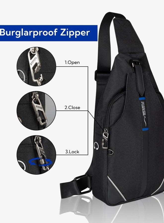 WATERFLY Small Crossbody Sling Backpack Anti Theft Backpack for Traveling Chest Shoulder Bag - Image 3