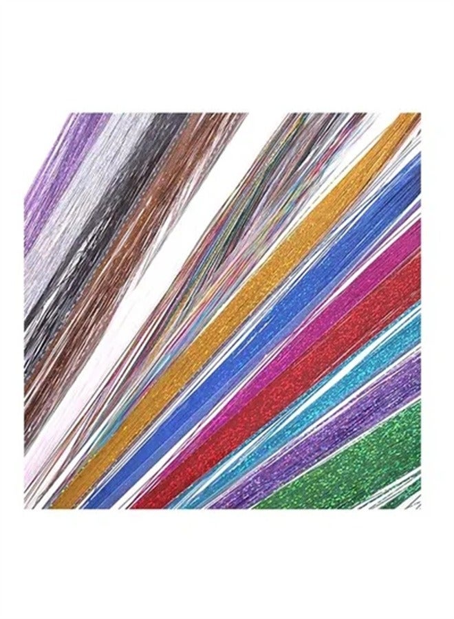 BLOOMING TIME 12 Colours Strands 47 Inches Sparkling Shiny Hair Tinsel Extensions - Image 3