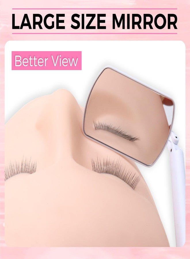 Miuffue مرآة رموش مربعة كبيرة مرنة من ميؤفي، مرآة عيون قابلة للطي بزاوية دوران 260°، مرآة محمولة لتمديد الرموش، قابلة للتعديل لفحص سهل، مستلزمات وأدوات تمديد الرموش لفنيي الرموش، بيضاء - Image 3