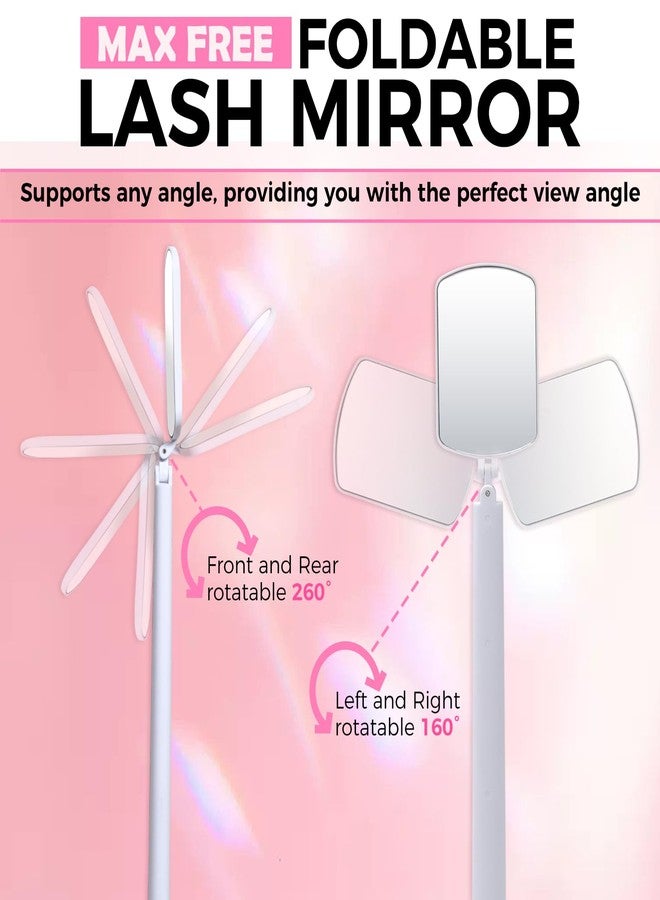 Miuffue مرآة رموش مربعة كبيرة مرنة من ميؤفي، مرآة عيون قابلة للطي بزاوية دوران 260°، مرآة محمولة لتمديد الرموش، قابلة للتعديل لفحص سهل، مستلزمات وأدوات تمديد الرموش لفنيي الرموش، بيضاء - Image 2