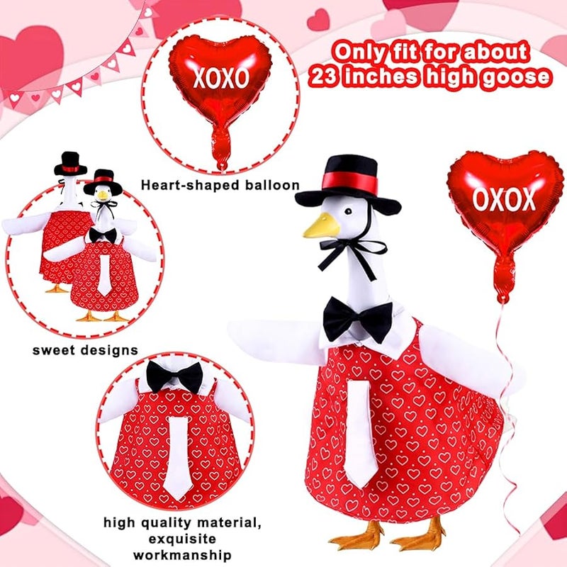 Celltestria Valentines Goose Outfits Red Porch Goose Costume with Heart Balloon Cute Holiday Goose Clothes for 23 Geese Valentines Outdoor Patio Yard Lawn Garden Decoration - Image 5