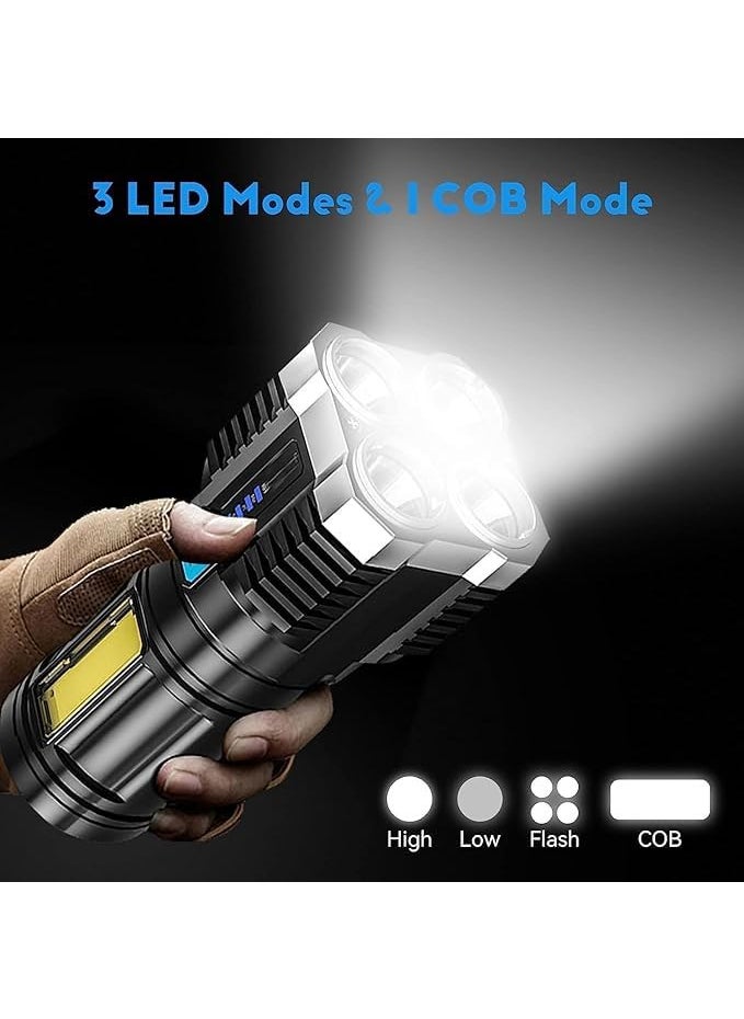KD ZONE KD ZONE 4in1 Led Torch Lights Rechargeable Emergency Torch Light 3W USB Charge Flashlight High Power Long Distance Beam Range 4 Mode Torch for Outdoor Indoor Hiking Walking Camping Multi  - Image 2