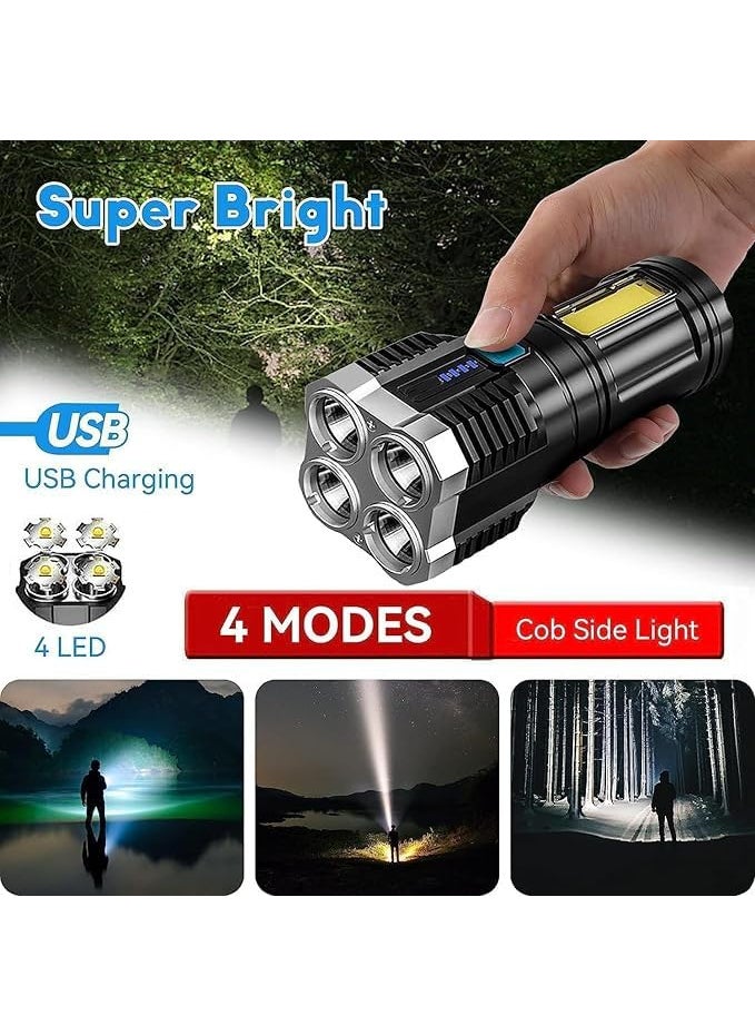 KD ZONE KD ZONE 4in1 Led Torch Lights Rechargeable Emergency Torch Light 3W USB Charge Flashlight High Power Long Distance Beam Range 4 Mode Torch for Outdoor Indoor Hiking Walking Camping Multi  - Image 3