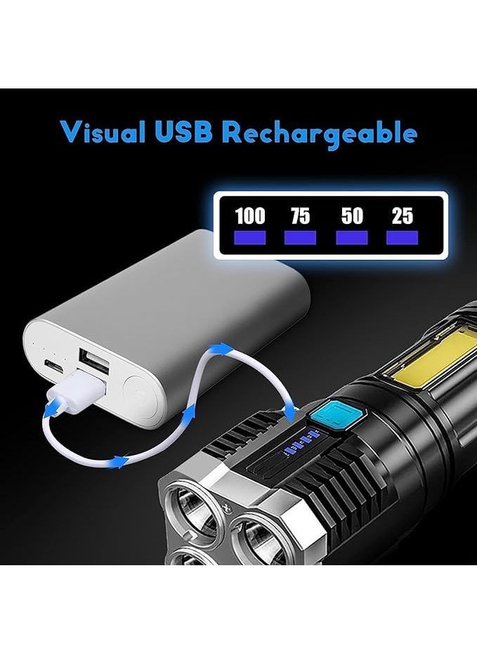 KD ZONE KD ZONE 4in1 Led Torch Lights Rechargeable Emergency Torch Light 3W USB Charge Flashlight High Power Long Distance Beam Range 4 Mode Torch for Outdoor Indoor Hiking Walking Camping Multi  - Image 5