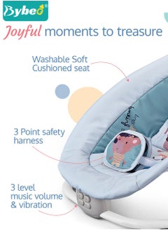 Bybeo Baby Swing Cradle, Electric Babies Rocker Chair, Portable Baby Bouncer for Inside and Outdoor to Newborn to Toddler With Mild Soothing Vibration, Music,Toy bar, 3-Point Safety Harness, Remote Control  - Image 3