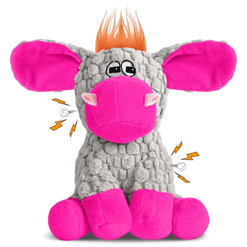 Wonfly Stuffed Dog Squeak Toys, Tough Crinkle Stuffed Animal Squeaky Interactive Toys, Dog Chew Toys for Puppy, Small, Middle, Plush Chew Toys Pink Donkey - Image 1