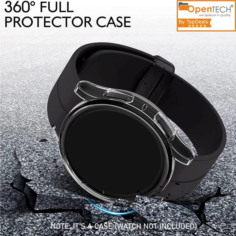 OpenTech ® Hard Matte Silicone Protection Front Case Cover for Samsung Galaxy Watch 5 Pro (45mm) (No Screen Protector Attached) (Crystal Clear Transparent) - Image 3