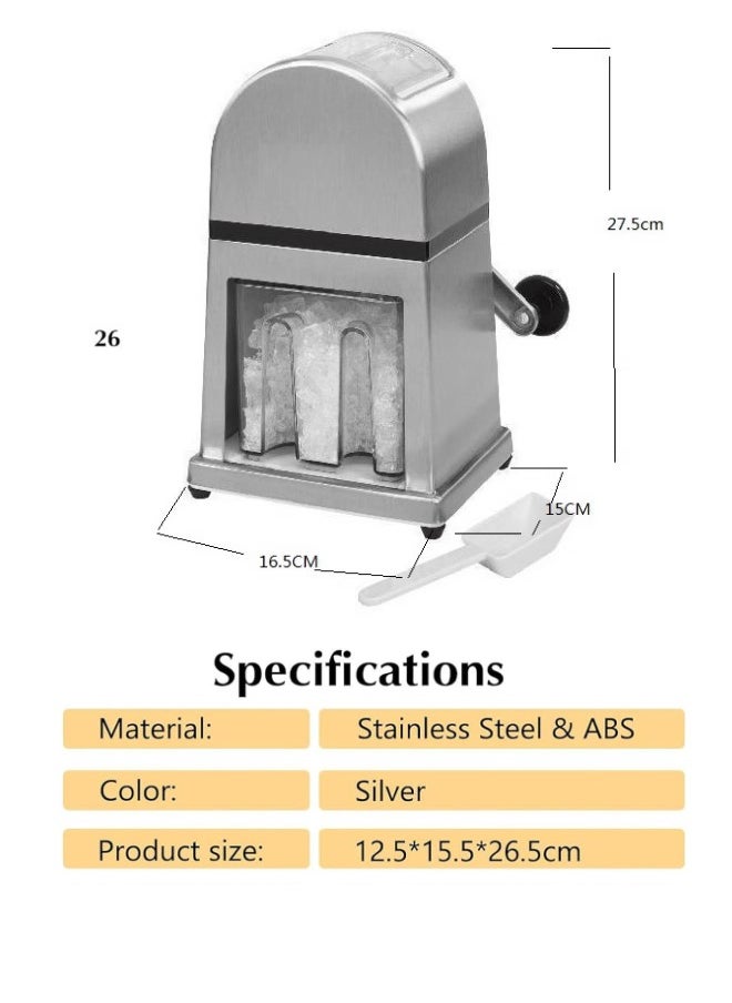 EHOME Ice Crusher Manual,Stainless Steel Household Ice Crusher Shaver for Quick Coarse,Shave or Fine Crushing of Chips Snow Cone or Slush,Hand Crank Operated Ice Crusher  - Image 3