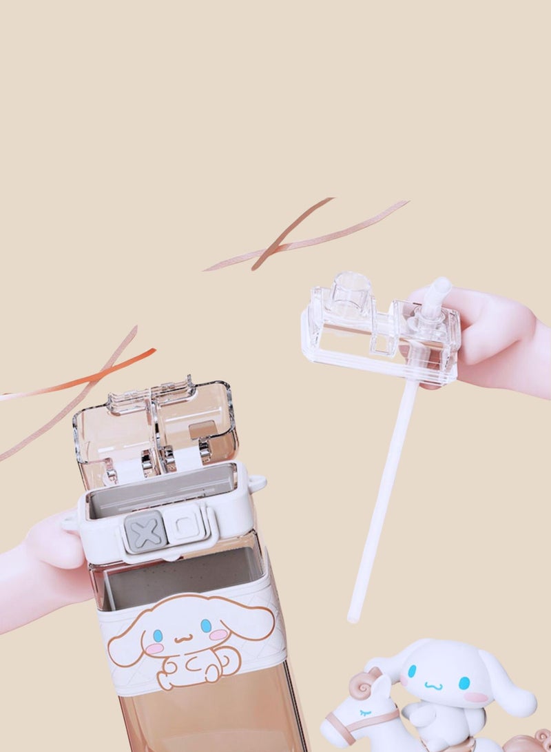 سانريو زجاجة مياه سانريو كاواي، فوهة مزدوجة، كوب محمول بتصميم الرسوم المتحركة اللطيفة 520 مل (سيناما رول) - Image 5