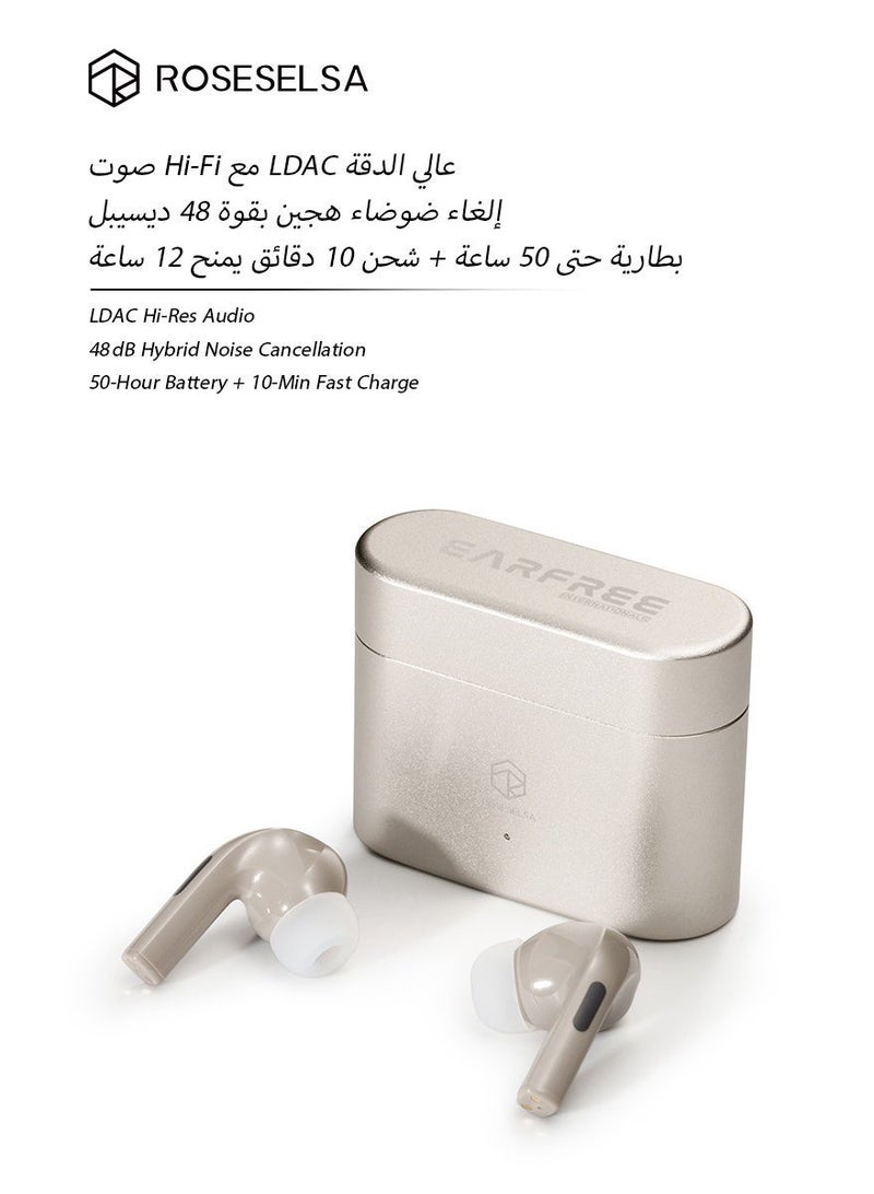 ROSESELSA Earfree i5 true wireless earbuds， Earbuds with Noise Cancellation, TWS Bluetooth Earphones, 48dB ANC Earbuds, 50H Battery, 54ms Gaming Earbuds, Airbuds, In Ear Earbuds, Aluminum Case, LDAC Hi-Res - Image 1