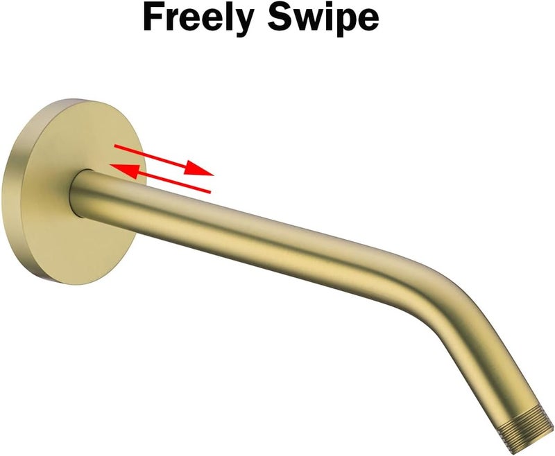 Random 10 Inch Brushed Gold Shower Arm with Flange,90 Degree Rain Shower Head Extension Arm.RD91018-10-BG - Image 4
