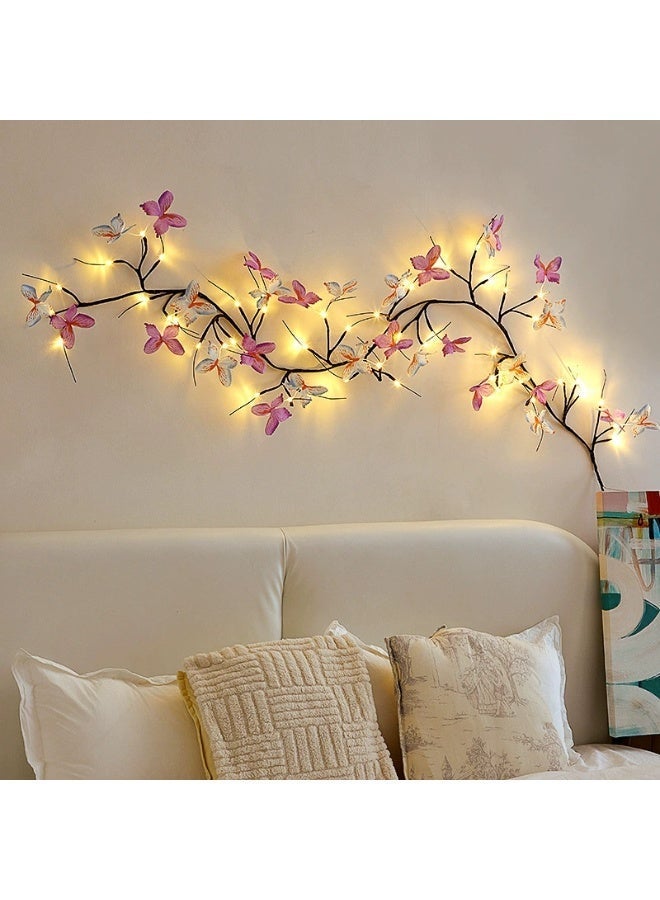 USB Remote Control LED Willow Rattan Light | 8 Modes | Butterfly Wall Decor for Home Atmosphere - Image 1