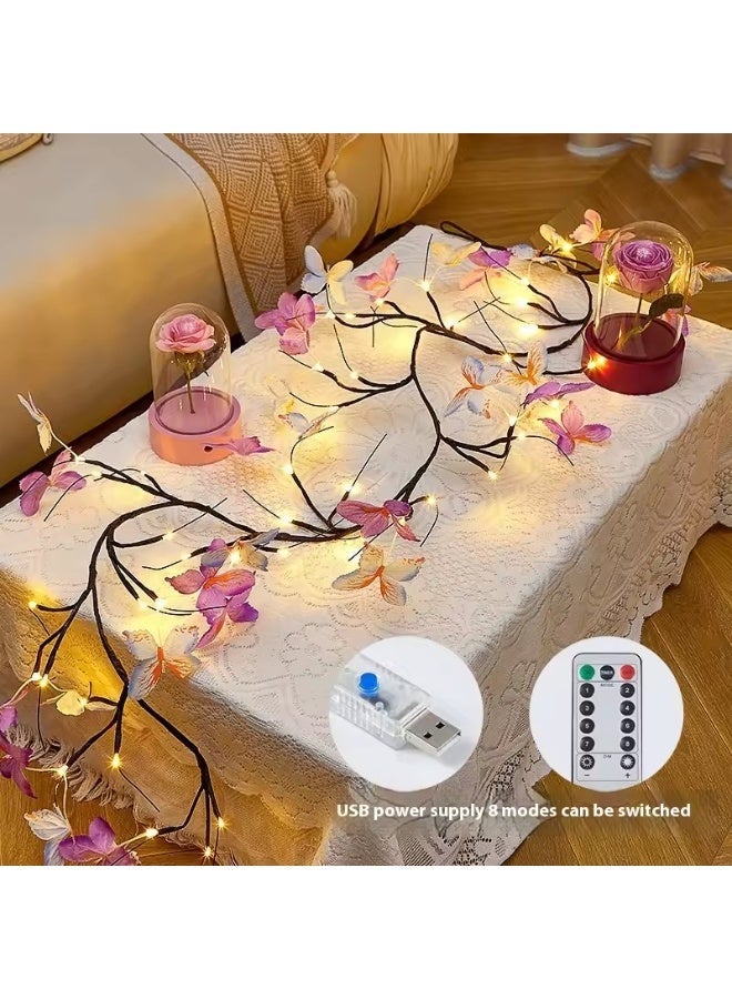 USB Remote Control LED Willow Rattan Light | 8 Modes | Butterfly Wall Decor for Home Atmosphere - Image 4