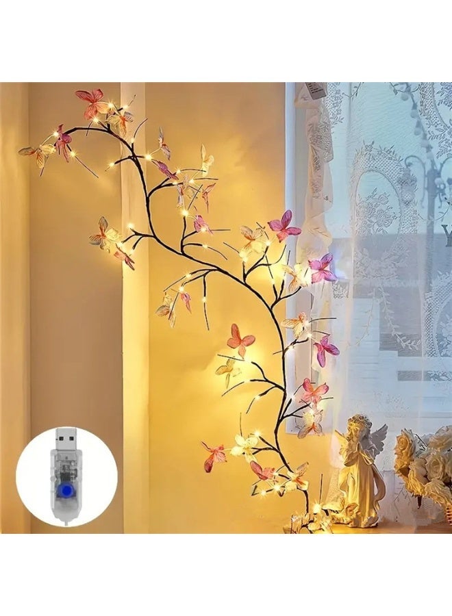 USB Remote Control LED Willow Rattan Light | 8 Modes | Butterfly Wall Decor for Home Atmosphere - Image 2