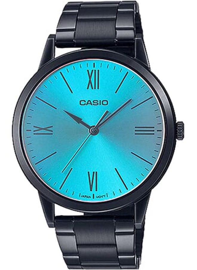 CASIO Men Watch Analog Blue Dial Stainless Steel Black Ion Plated Band And Case MTP-E600B-2BDF  - Image 1