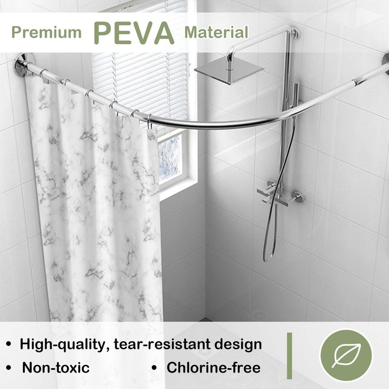 يام لوك ستارة دش PEVA 180x180 سم - صديقة للبيئة، مقاومة للعفن مع حلقات معدنية مقاومة للصدأ، تصميم رخامي أنيق للحمام، رخام - Image 2