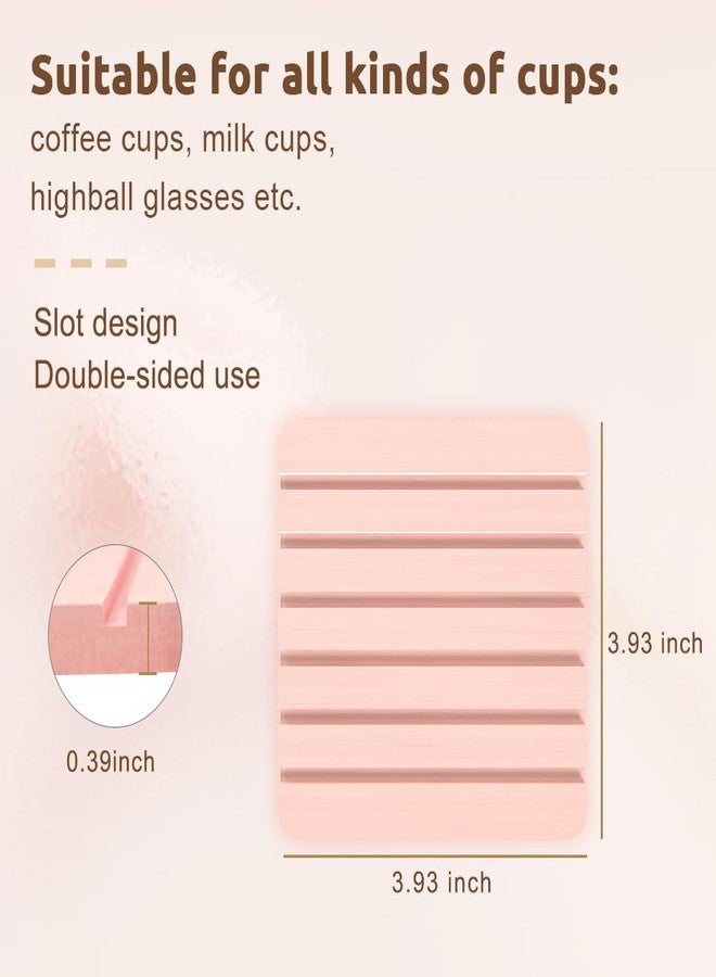 سويت إليجانس مجموعة قواعد أكواب Sweet Elegance® مكونة من قطعتين، مصنوعة من الدياتوميت، ماصة للماء، غير قابلة للانزلاق، متينة، ألوان زاهية، لتزيين الطاولات في المنزل والمناسبات (وردي وأبيض). - Image 2