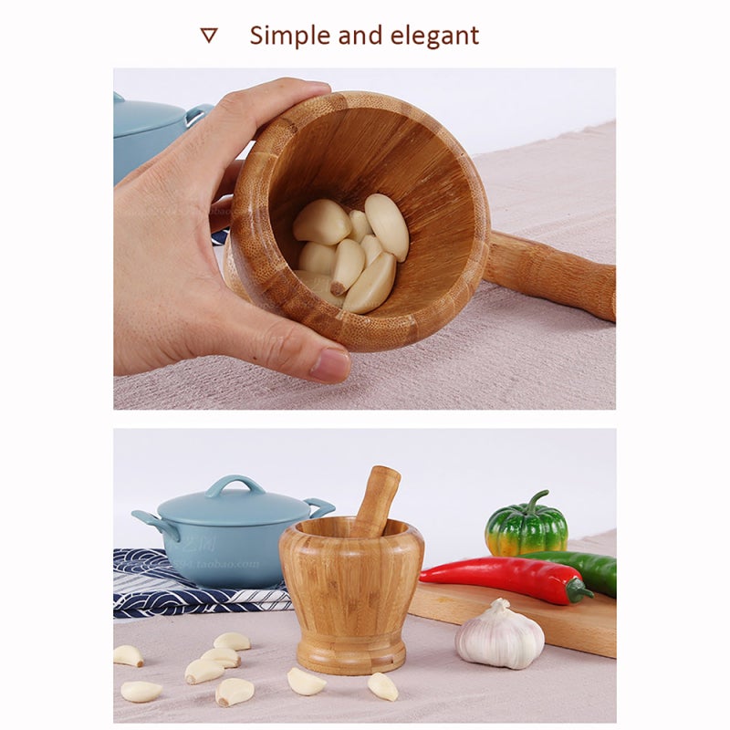 Garlic Smasher: Bamboo Natural Material, Strong Durable, No Paint Green Environmentally Friendly - Polished Fine Finish, Large Pot Mouth, Quick Garlic Mashing for Household Kitchen Use - Image 2
