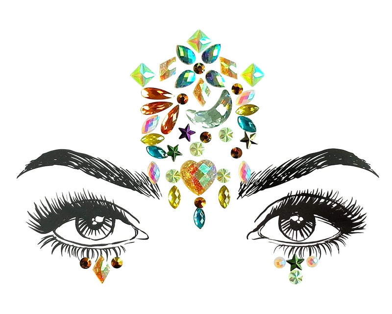 SHINEYES 8 Pcs Women Mermaid Face Gems Glitter Rhinestone Rave Face Jewels Festival Crystals Face Stickers  Eyes Face Body Temporary Tattoos - Image 4