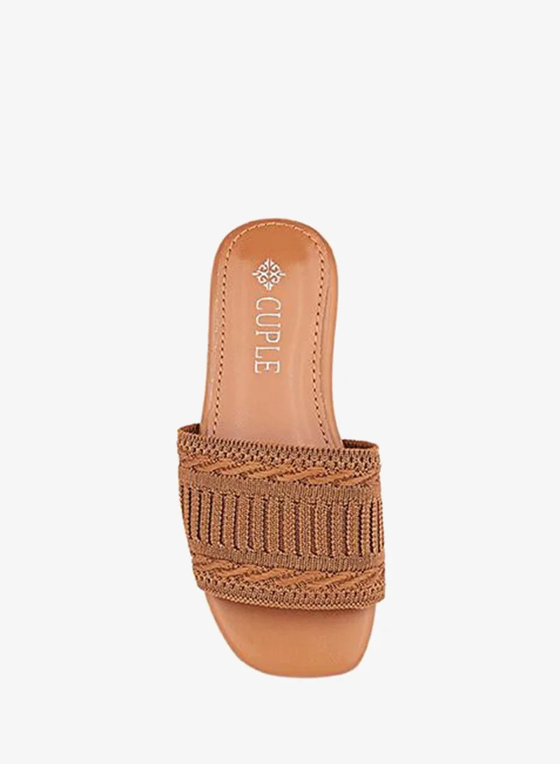Cuple Brown Girls Flat Slides for Women | Best Price UAE