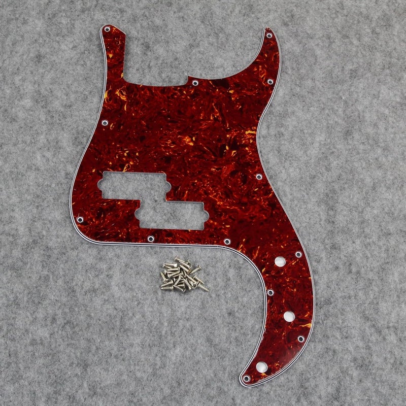 FLEOR 13 Hole P Bass Pickguard Guitar Scratch Plate Pick Guard for 4 String USA/Mexican Standard P Bass Style, 4Ply Red Tortoise Shell - Image 3