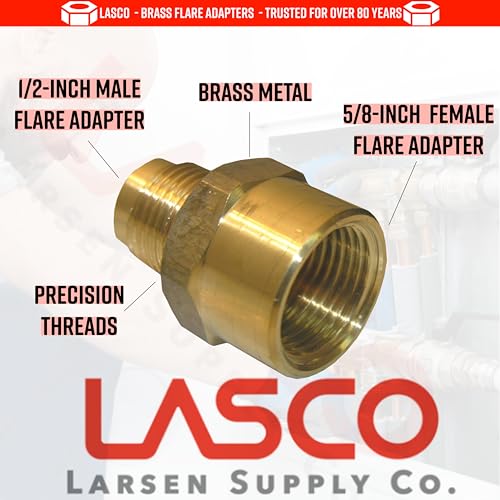 LASCO 17-5855 5/8-Inch Female Flare by 1/2-Inch Male Flare Brass Adapter - Image 2