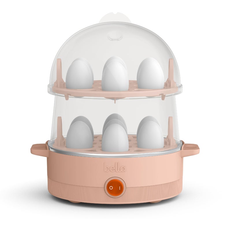 bella Electric Egg Cooker, 14 Eggs Capacity Tray, Double Stack, for Poached, Scrambled, Hard, Medium & Soft Boiled Eggs, Omelets and Steamed Dumplings, Auto Shutoff, 360 Watt, Blossom - Image 1