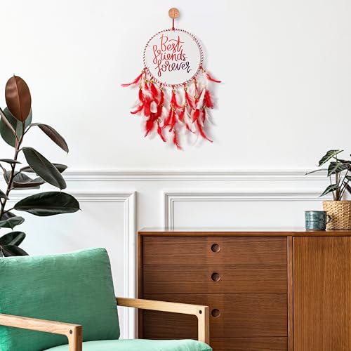 DULI Dream Catcher Handmade Tree of Life Canvas Dreamcatcher for Bedrooms Office Balcony Outdoors Garden Car Hanging, 49cm, Dreamkacher (Canvas-BestFriendsForever) - Image 4