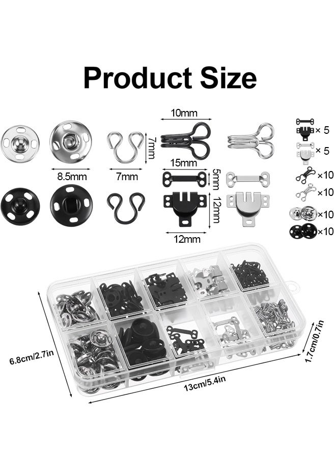 50 Pairs Hook and Eye Sewing Kit, 3 Styles Sewing Hooks and Eyes Closure Set, Metal Snap Buttons Hook and Eye Latches Fasteners Press Studs Clothing Fixing Tool for Skirts Pants Dress Bra DIY Crafting - Image 2