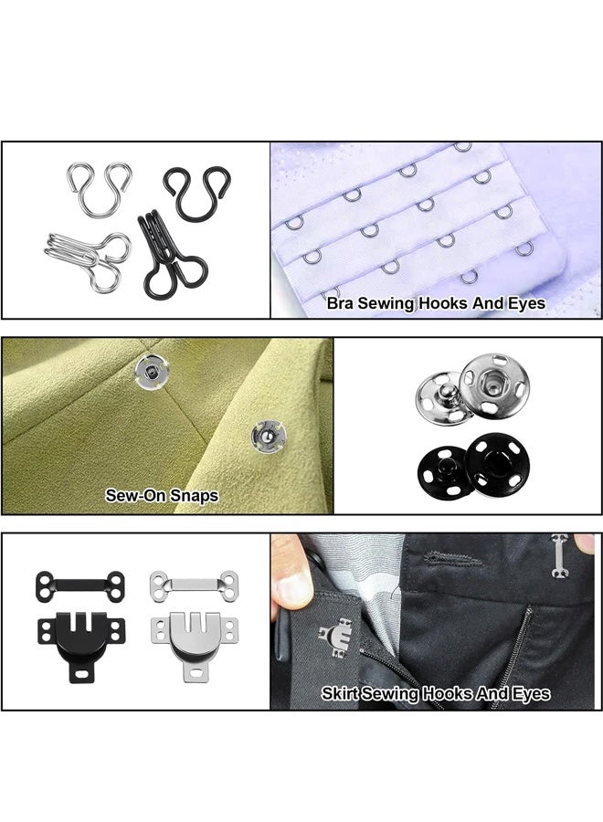 50 Pairs Hook and Eye Sewing Kit, 3 Styles Sewing Hooks and Eyes Closure Set, Metal Snap Buttons Hook and Eye Latches Fasteners Press Studs Clothing Fixing Tool for Skirts Pants Dress Bra DIY Crafting - Image 4