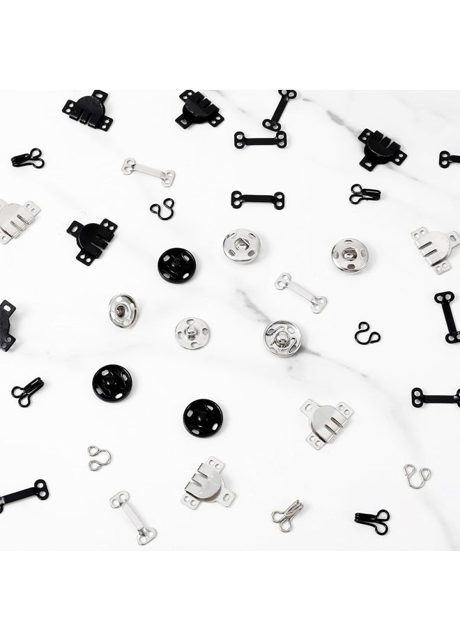 50 Pairs Hook and Eye Sewing Kit, 3 Styles Sewing Hooks and Eyes Closure Set, Metal Snap Buttons Hook and Eye Latches Fasteners Press Studs Clothing Fixing Tool for Skirts Pants Dress Bra DIY Crafting - Image 3