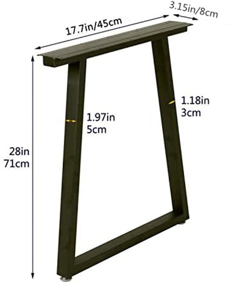 HIRVALL HIRVALL Metal Legs for Furniture Trapezoid 28 Tall Coffee Table Legs Industrial Iron Dining Desk Leg Modern Hairpin Bench Legs Set of 2Black  - Image 5