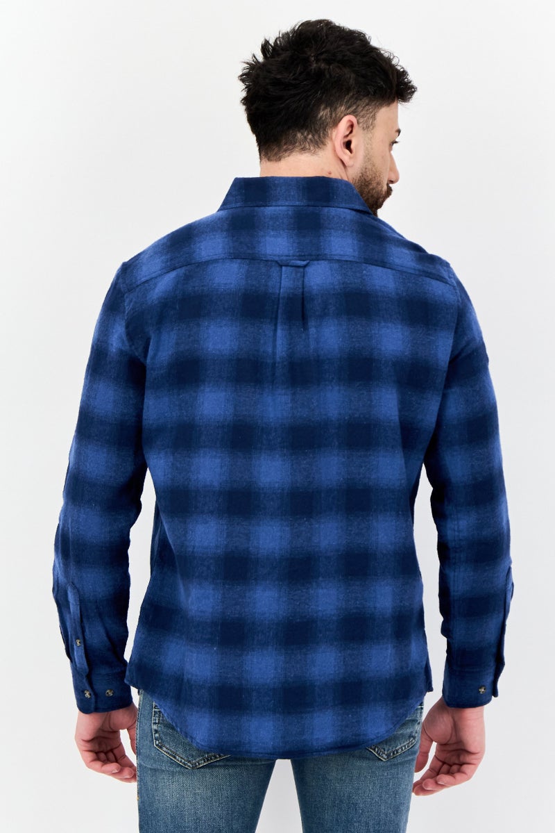 Chaps Men Regular Fit Plaid Casual Shirt, Light Blue - Image 3