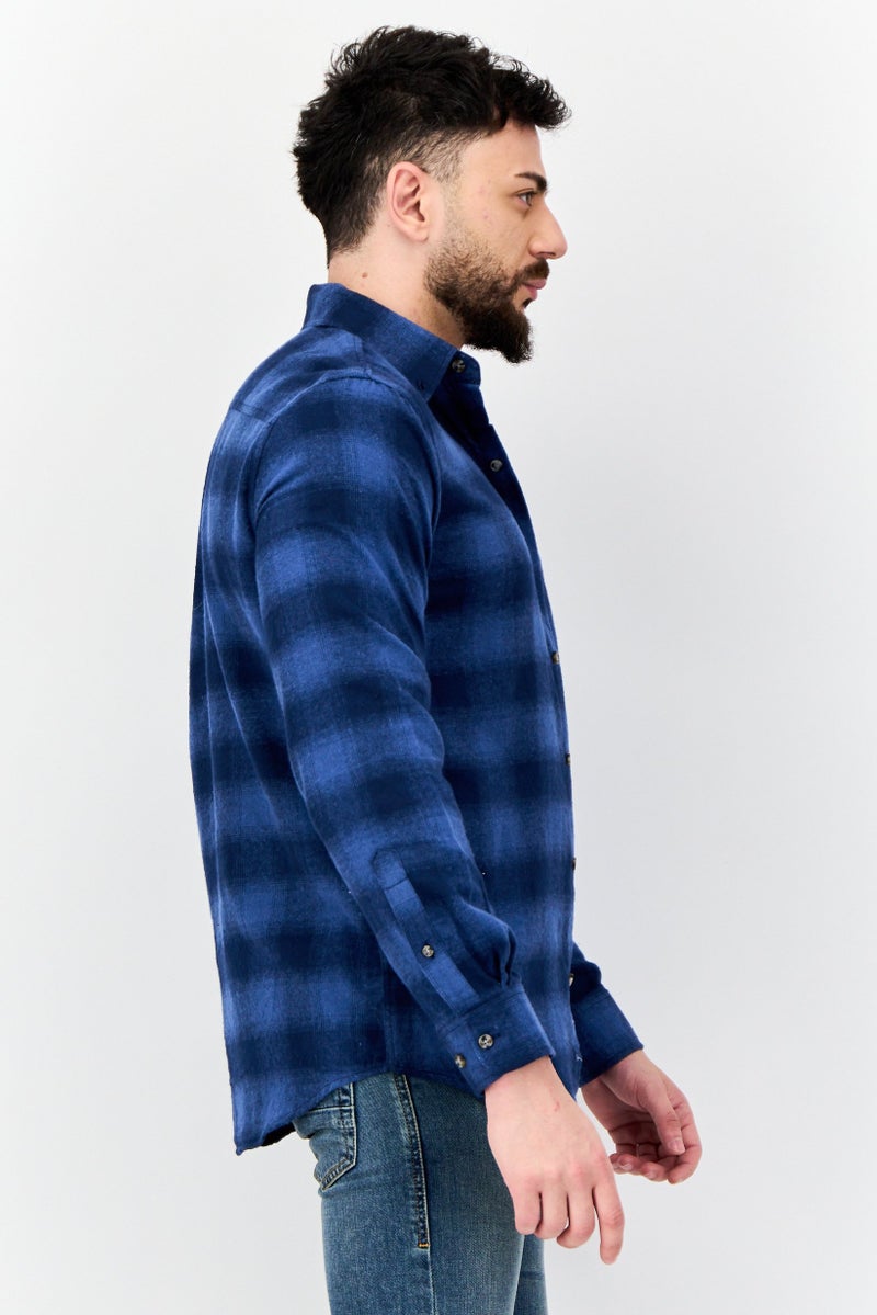 Chaps Men Regular Fit Plaid Casual Shirt, Light Blue - Image 2