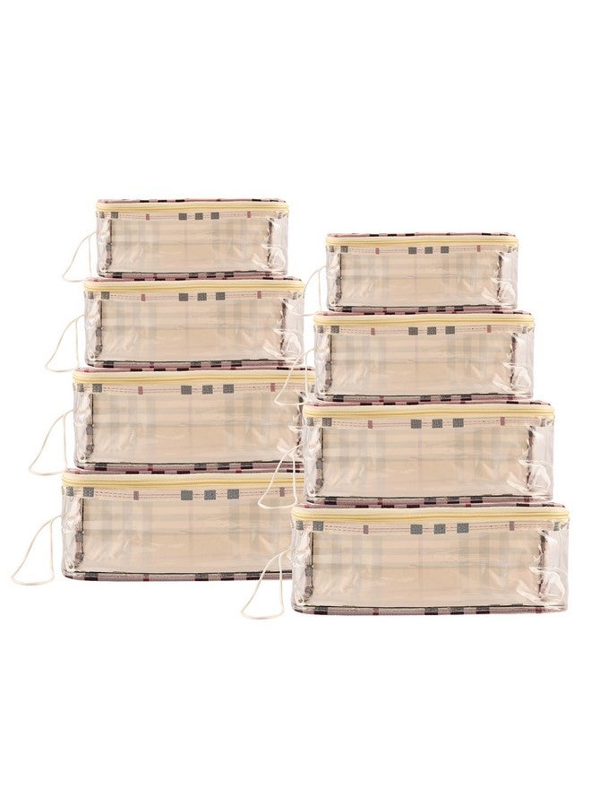 هارتس حقيبة تخزين المكياج | صندوق تخزين مستحضرات التجميل | صندوق مجوهرات للنساء | حقيبة السفر | طقم مكياج شفاف | 4 أكياس مختلفة | حقيبة تشيكدوري فانيتي | حزمة من 2 | كريم - Image 1