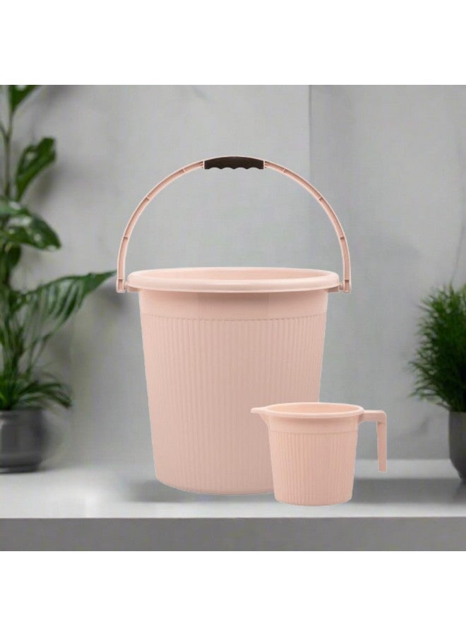 Regalo Combo of 3 pcs Bathroom Accessories Set Plastic Bathroom Set with Plastic Bucket, Small Mug and Medium Stool for Home, Kitchen & Bathroom (Light Brown, 25ltr-Large) - Image 2