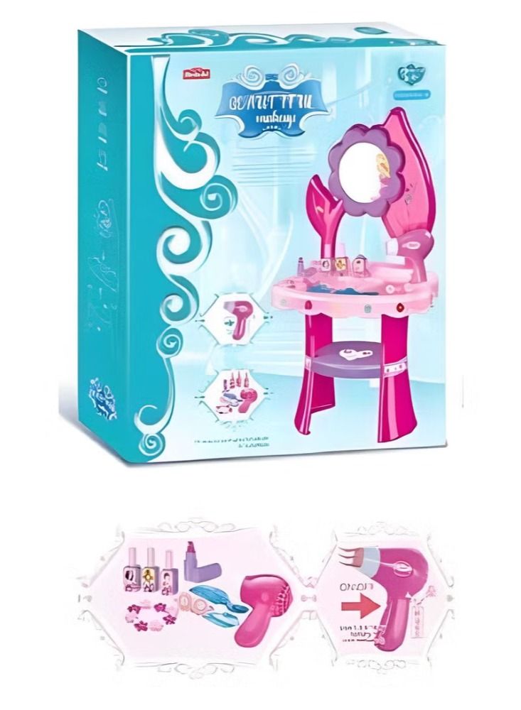 Dreamzon Kids Vanity Table for Little Girls with Mirror and Beauty Accessories, Birthday Toys for Little Princess Pretend Play - Image 2