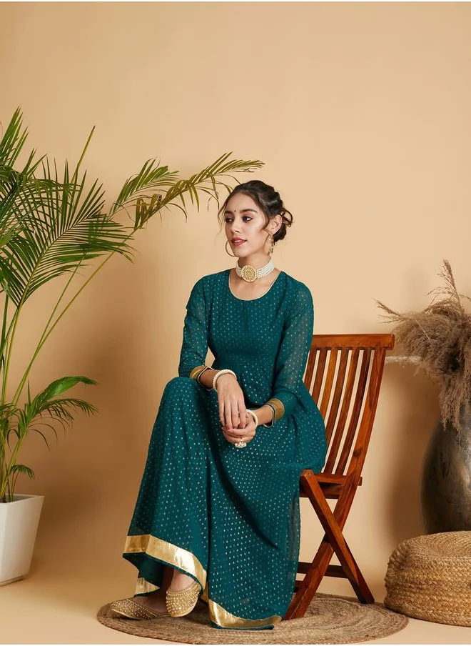 ساسافراس Foil Print Anarkali Maxi Dress by Styli